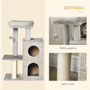 Albero Tiragraffi con Lettino e Pallina 60x40x91 cm in Peluche e Sisal Grigio Chiaro