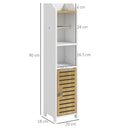 Mobiletto Bagno con Ripiani 1 Anta 18x20x90 cm in Truciolato Bianco