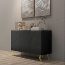 Mobile Contenitore con 2 Armadietti e Ripiano Regolabile 120x40x75 cm in Truciolato e Metallo Nero e Oro