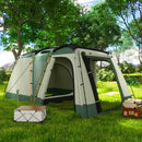 Tenda da Campeggio 4 Posti Impermeabile con Zona Notte e Zona Giorno 460x300x200 cm in Poliestere Verde-2