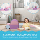 Set 5 Blocchi Costruzioni Morbide per Bambini 1-3 Anni in Finta Pelle e Schiuma Multicolore Rosa    