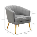 Poltrona Imbottita 71x72x75 cm in Velluto Grigio
