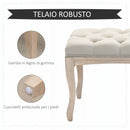 Panca Fondoletto Vintage Trapuntata a Bottoni 110x40x48 cm Tessuto Effetto Lino Beige 