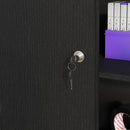 Armadietto da Ufficio 80x40x120 cm Ante Scorrevoli con 2 Chiavi di Sicurezza Nero  