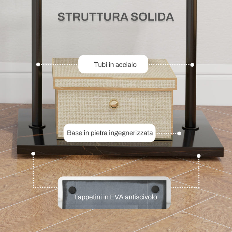 Appendiabiti da Terra a C 3 Ganci Ripiano e Base in Pietra Nero