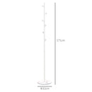 Appendiabiti da Terra 6 Ganci 32x171 cm Disco in Acciaio e Base in Ardesia Bianco