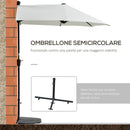Ombrellone Semicircolare 200x190x240 cm Tettuccio Anti UV Crema   
