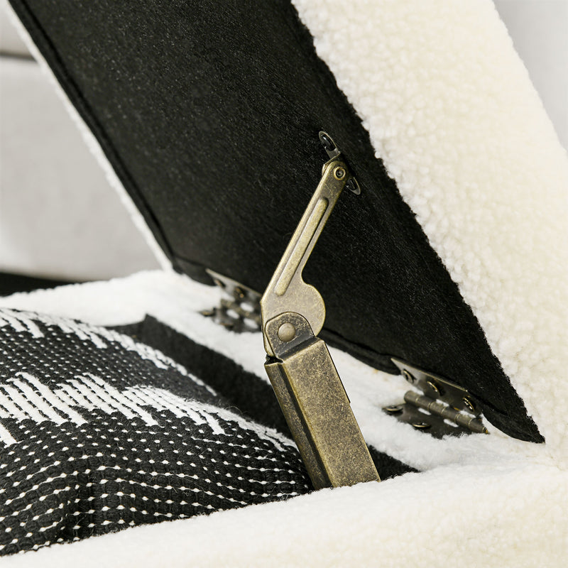 Pouf Contenitore Imbottito Tessuto Teddy 39x39x39 cm Crema  