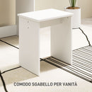 Consolle Trucco 75x40x137 cm con Sgabello e Ripiani a Giorno Bianco   
