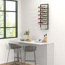 Portabottiglie da Parete per 15 Bottiglie e 4 Calici 35x25x86cm in Legno e Acciaio 