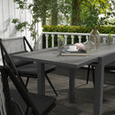 Tavolo da Giardino Allungabile per 4-6 Persone 81/162x80x75 cm in Alluminio con Piano a Doghe Grigio-8