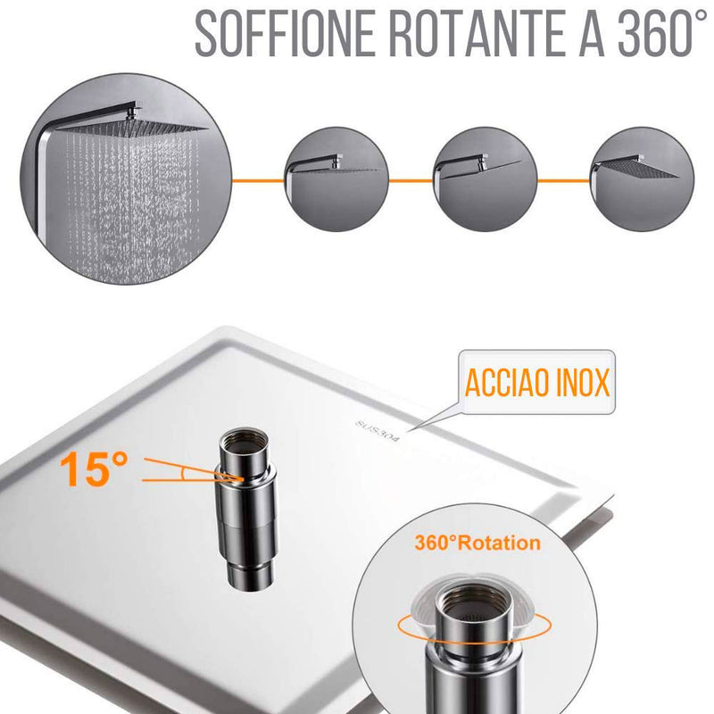 Set Colonna Doccia H80/120 cm Soffione Doccia e Laccio in Acciaio Inox Cromato-3