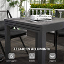 Tavolo da Giardino Allungabile per 4-6 Persone 81/162x80x75 cm in Alluminio con Piano a Doghe Grigio-5