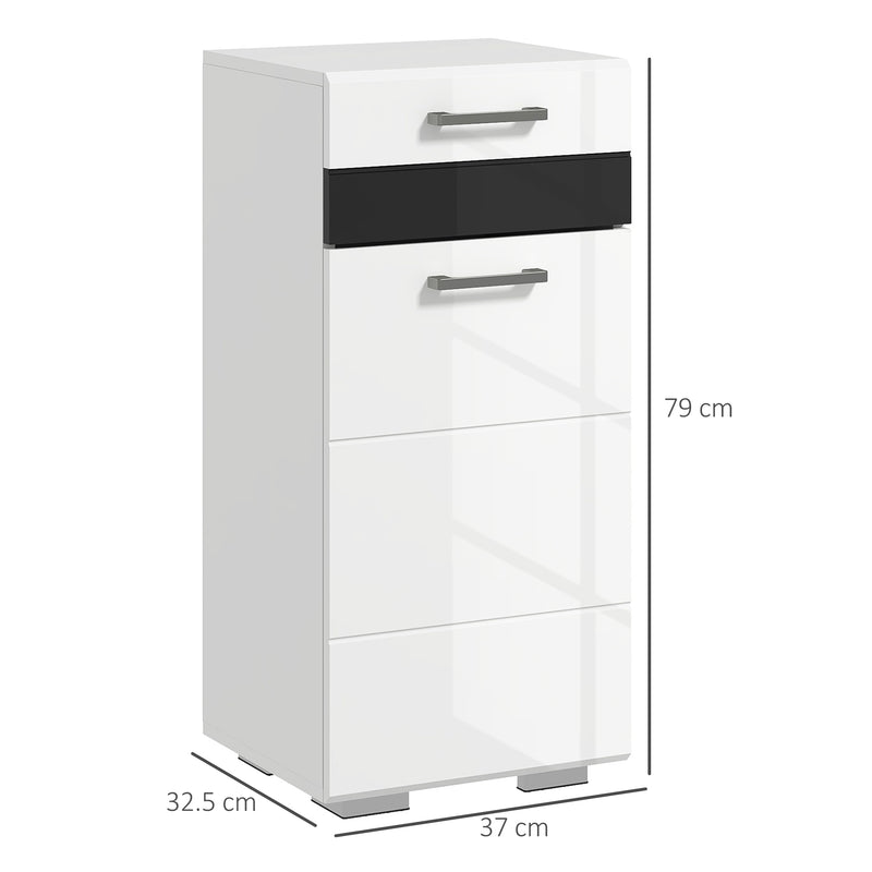 Mobiletto Bagno 1 Cassetto 1 Anta 37x32,5x79 cm in MDF Bianco