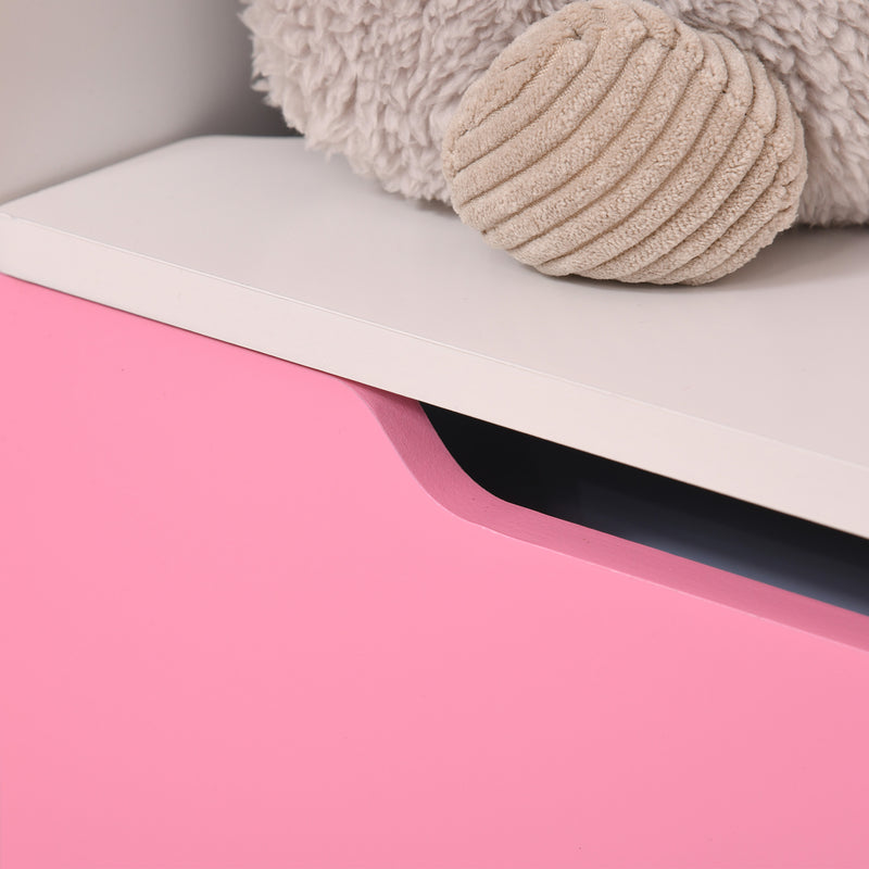 Panca Contenitore Portagiochi con Schienale in Legno 60x30x50 cm Rosa  