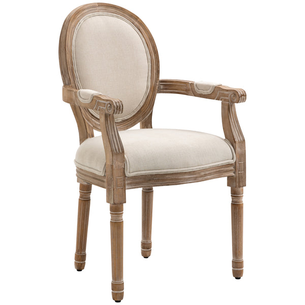 Sedia da Salotto Classica Imbottita 56x54x96 cm in Tessuto e Legno Caucciù Bianco Crema prezzo