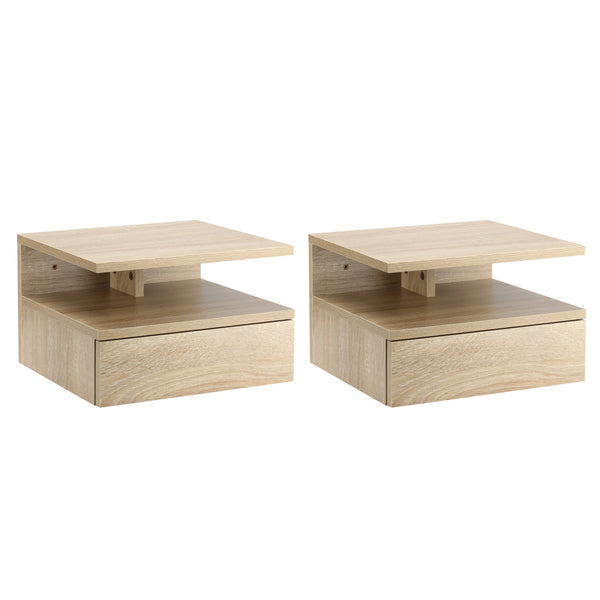 online Set 2 Comodini Sospesi 1 Cassetto 1 Ripiano 35x32x22,5 cm in Legno Truciolare Rovere