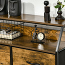 Mobile Cassettiera 5 Cassetti in Tessuto Pieghevoli 83,5x29x87 cm Stile Industriale Marrone