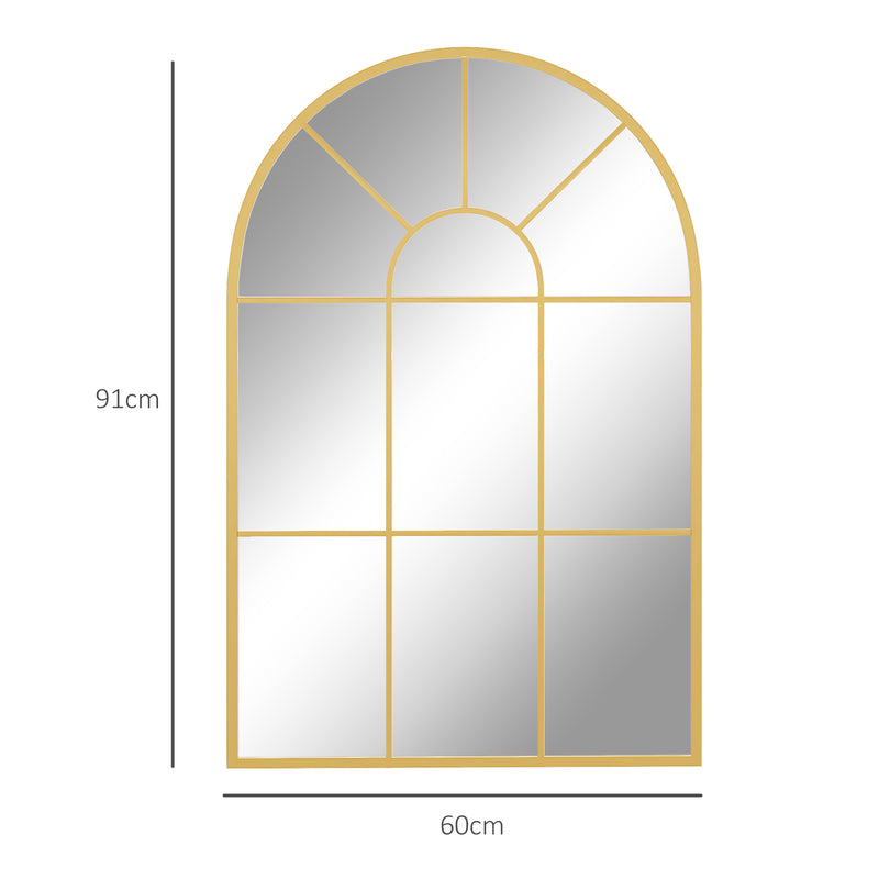 Specchio da Parete ad Arco 91x2x60 cm Stile Moderno in Vetro e Metallo Oro  
