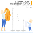 Appendiabiti da Terra 35x35x170 cm 8 Ganci Base Rotonda in Marmo Bianco 