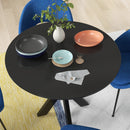 Tavolo da Pranzo Moderno Rotondo per 4 Persone Ø100x75 cm in Acciaio e MDF Nero