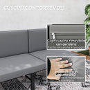 Divano da Giardino 3 in 1 180x63.5x68 cm Reclinabile su 5 Posizioni con Tavolino Estraibile Grigio   