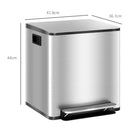 Pattumiera a Pedale 2 Sezioni 15L 41,8x36,7x44 cm in Acciaio Inox e PP  