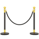 Colonnine Segnapercorso con Corda Vellutata Base Riempibile in Acciaio Inox Ø32x96 cm Nero e Oro 