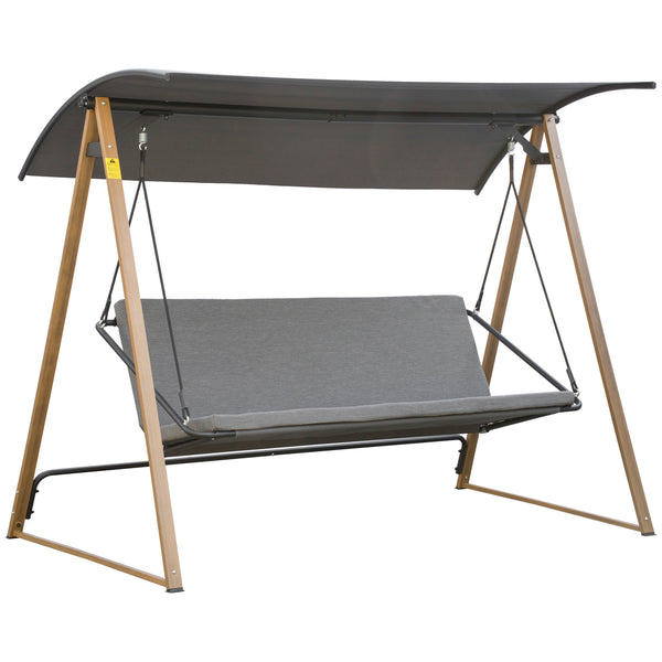 online Dondolo 3 Posti da Giardino 224x133x173 cm in Acciaio Grigio