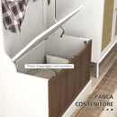 Mobile Appendiabiti 3 in 1 71,5x39,5x170 cm con 4 Ganci e Panca Contenitore in Legno Bianco  