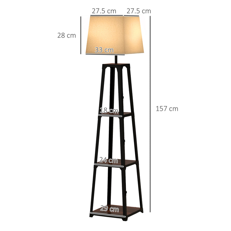 Lampada da Terra Ø42x166 cm in Metallo e MDF Nero e Beige