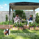 Gazebo da Giardino 300x300x273 cm per 6-9 Persone ad Altezza Regolabile in Metallo e Tessuto Oxford Nero   