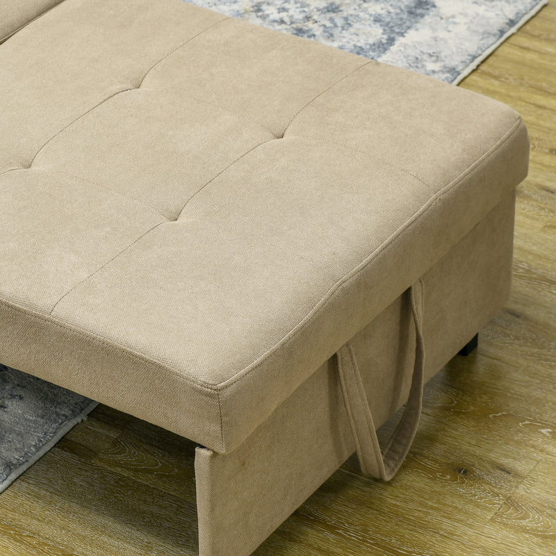 Poltrona Letto Singolo 100x98x88 cm 2 Cuscini e Vano Contenitore in Velluto Marrone Chiaro  