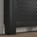 Copritermosifone Traforato a Croce con Ripiano e Fissaggio a Muro 78x19x82 cm in Legno MDF Nero 
