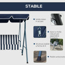 Dondolo da Giardino 3 Posti 172x110x153 cm con Tetto Parasole in Acciaio e Poliestere Bianco e Blu  
