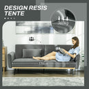 Divano Letto Singolo Clic Clac 206x81x83 cm in Tessuto Effetto Velluto con 2 Cuscini Grigio 