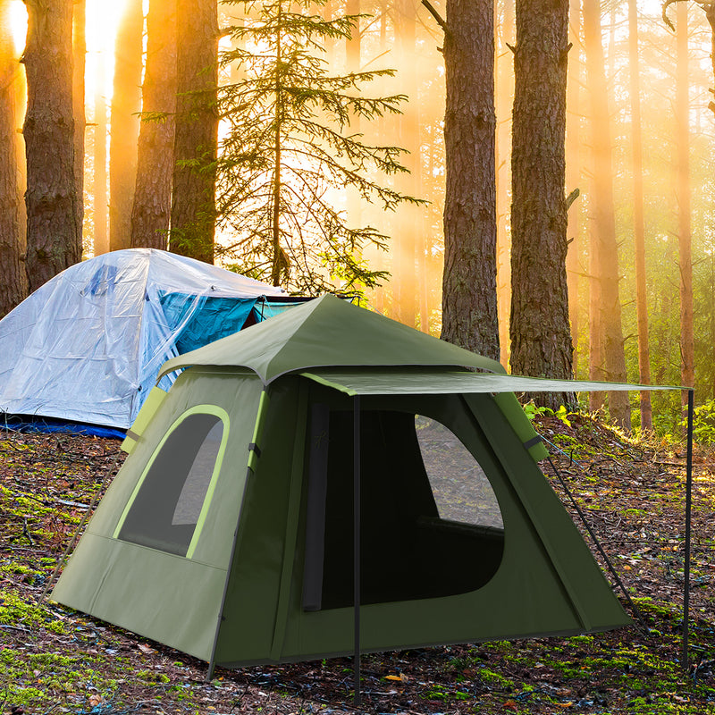 Tenda da Campeggio per 2 Persone Impermeabile 210x210x150 cm con Veranda Verde   