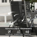 Set da Giardino con Tavolo Allungabile in Vetro e 6 Sedie Pieghevoli in Acciaio e Textilene Grigio    
