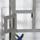 Gabbia per Uccelli Voliera Alta da Esterno 68x63x165 cm 2 Porte e Vassoio Estraibile in Legno Grigio Chiaro 