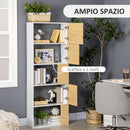 Libreria con Scaffali 5 Ripiani 63x22x166 cm in Legno e Metallo Bianco e Naturale