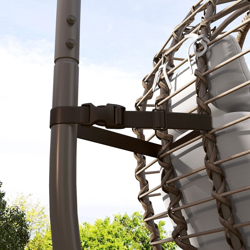 Amaca Poltrona Sospesa a Uovo Altezza Regolabile e Seduta Richiudibile in Rattan Grigio   