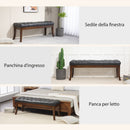Panca Fondo Letto Imbottita con Design a Bottoni e Gambe Ricurve 120x38x46 cm in Pelle PU e Legno Nero