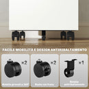 Cassettiera Schedario Portadocumenti 30x43,5x60 cm a 5 Ruote in Acciaio Bianco  