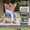Sedia da Giardino 64x80x90 cm in Rattan e Acciaio Grigio
