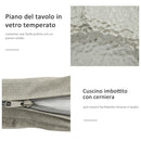 Set da Giardino 2 Sedie in Stile Boho e Tavolino in Vetro in Rattan Caffè   