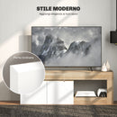 Mobile TV Max 60"" con Armadietto 2 Ante e Ripiano Aperto 140x40x48 cm Legno Naturale e Bianco 
