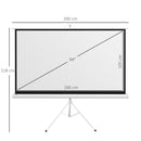 Telo Proiettore 84” 16:9 con Treppiede 200x8x118 cm in Plastica e Metallo Bianco