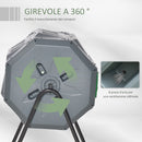 Compostiera da Giardino 71x65x96 cm Girevole a 2 Sezioni con 8 Prese d'Aria in Acciaio e PP Grigio  