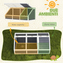 Casetta per Tartarughe di Terra 120x55x50A cm senza Fondo in Legno e Acciaio Grigio e Bianco  