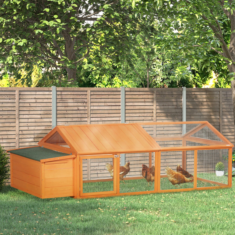 Pollaio da Giardino per 4-8 Galline con Rete Metallica e Tetto Apribile 240x112,5x76 cm in Legno Arancione
